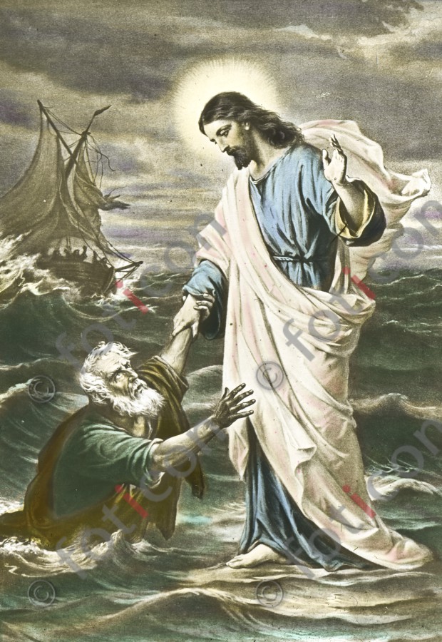 Jesus und Petrus am See Genezareth | Jesus and Peter at the Sea of Galilee - Foto simon-134-028.jpg | foticon.de - Bilddatenbank für Motive aus Geschichte und Kultur